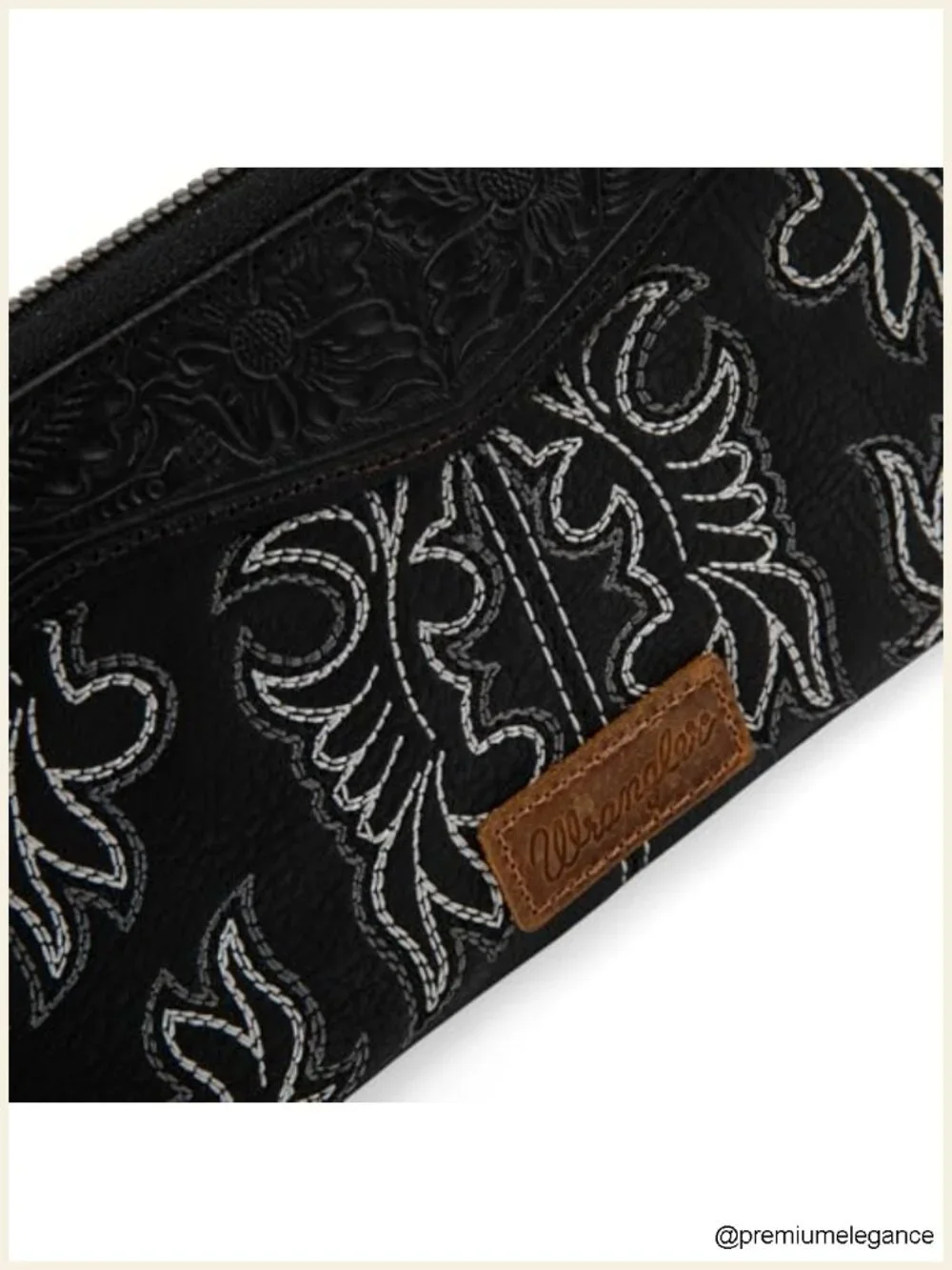 Floral Tooled Western Wristlet Wallet with Embroidery, Removable Strap